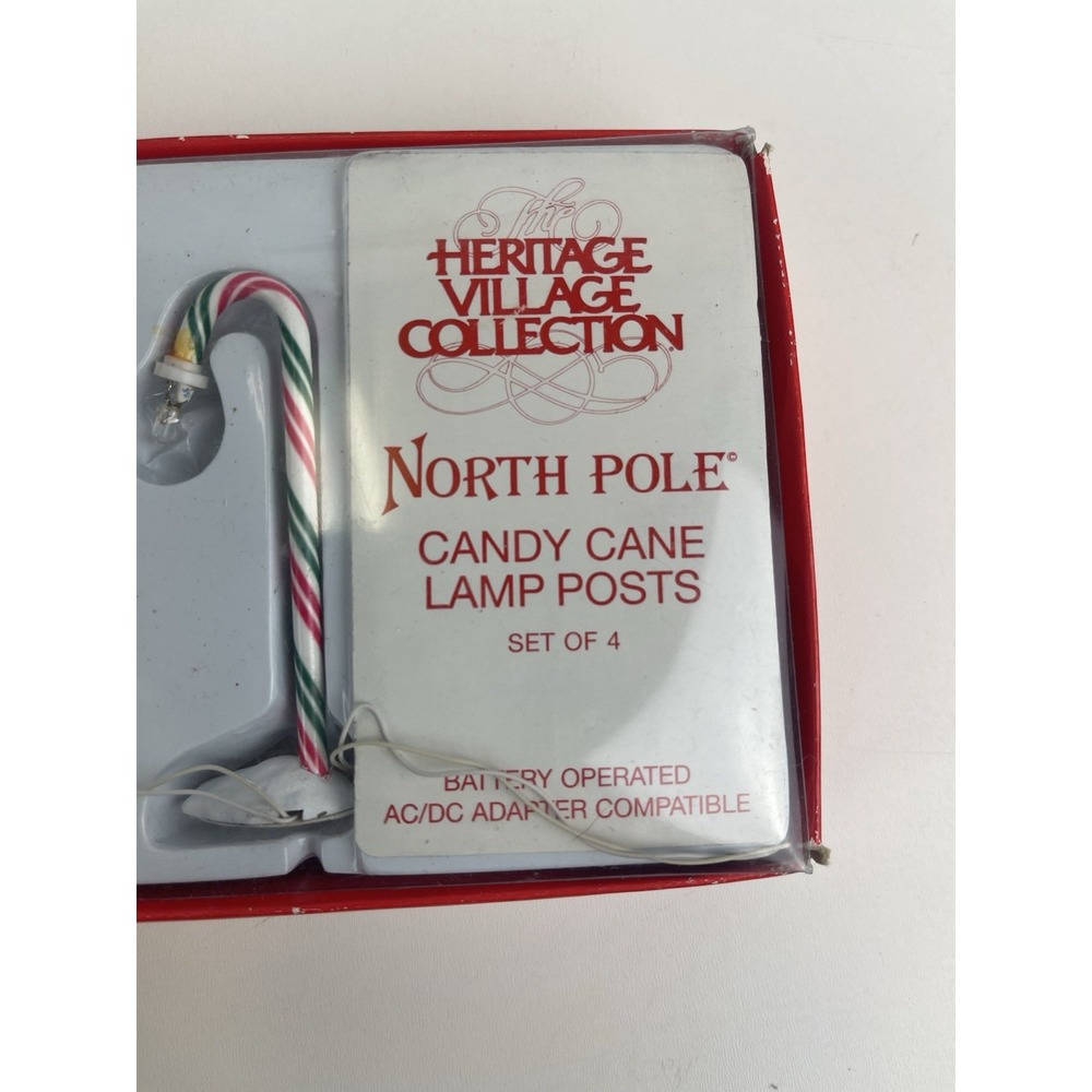 Department 56 North Pole Candy Cane Lamp Posts Heritage Village Set of 4 - Picture 3 of 7